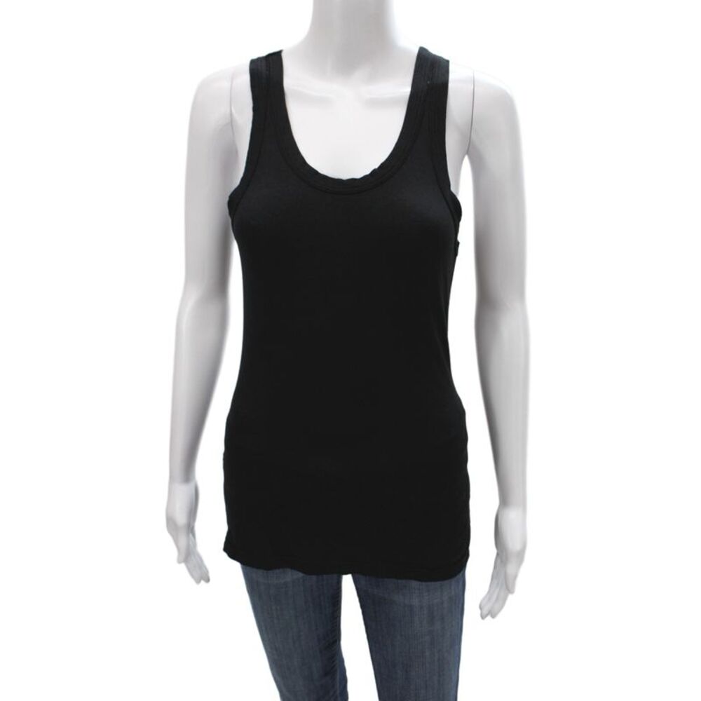 Clu Women Basic Black Scoop Neck Cotton Sleeveless Tank Size S